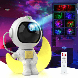 VUENICEE Astronaut Sternenhimmel Projektor, Planetarium Projektor,Astronaut Projektor mit Fernbedienung und Timer, Sternenprojektor Kinder,Perfekt Geschenk für Kinder und Erwachsene Halbmond
