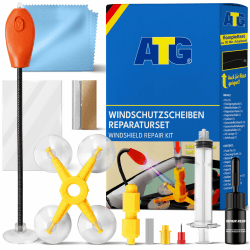 ATG® Steinschlag Reparaturset Windschutzscheibe mit UV-Lampe - Universelles Auto Glas Reparatur Set - Profi Windschutzscheibe Reparaturset - Schnell & einfach - Praktisches Steinschlag Reparatur Set Mit Uv-licht