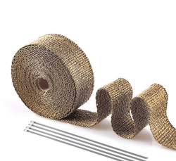 PACEWALKER Hitzeschutzband Basaltfaser 2.5CM x 5M Motorrad Auspuff Auspuffband mit 4 Edelstahl Kabelbinder für Fächerkrümmer Thermoband Krümmerband(Titanium)