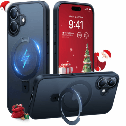 TORRAS Ostand Weltneuheit für iPhone 16 Hülle für MagSafe (Unsichtbarer Ständer, Nr.1 Magnetkraft,Umfassender Militärischer Schutz) Handyhülle iPhone 16 Case All-in-One Schwarz Schwarz iPhone 16
