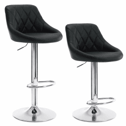 WOLTU BH23sz-2 Barhocker Tresenhocker, Gute gepolstert, Kunstleder, Höhenverstellbar, Drehbar, 11 Farben, 2 x Hocker, Schwarz Schwarz Kunstleder