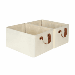 iEGrow Schrank Organizer Kleiderschrank, 2er Set faltbare Aufbewahrungskorb, Oxford Fabric Aufbewahrung 41x32x23 cm, geeignet für Wohnzimmer, Schlafzimmer, Aufbewahrung von Badartikeln (Beige) Beige 41x32x23cm/2 Pack