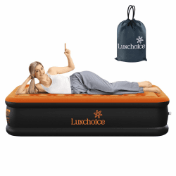 Luxchoice Luftbett Luftmatratze Selbstaufblasend 1 Person mit Integrierter Elektrischer Pumpe Premium Gästebett Aufblasbare Matratze für Camping oder Heimgebrauch Dark Orange Einzel