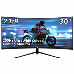 Z-Edge 30 Zoll Curved Gaming Monitor 200Hz 1ms MPRT, 21:9 Ultrawide 2560x1080 R1500 Curved Bildschirm, FreeSync, HDMI DisplayPort - Schwarz