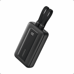 Anker Powerbank 10000mAh 30W Max. portables Schnell-Ladegerät mit integriertem USB-C & MFi-zertifiziertem Lightning-Kabel, 1 USB-C, 1 USB-A, Akkupack für iPhone 16/15/14, MacBook, Galaxy usw. USB-C & Lightning Kabel Schwarz