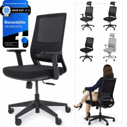 VALKENSTOL M2 Bürostuhl Ergonomisch ohne Kopfstütze Schwarz Schreibtischstuhl Ergonomischer Bürostuhl Bürostühle Ergonomic Office Chair Schwarz Armstütze