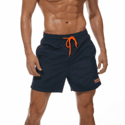 Ougelebo Badehose Herren mit Reißverschlusstasche Badeshorts Schnelltrocknend L Dunkelblau