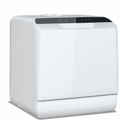 Mini Geschirrspüler, Tragbarer Tischgeschirrspüler mit 5L Wassertank, 5+1 Programme Spülmaschine Kleine Touch Control, LED-Display, für Wohnungen, Schlafsäle und Camping, Weiß Weiß Ohne Glasfenster, 5+1 Programme