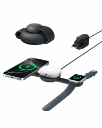 Anker MagGo 3-in-1 Kabellose Ladestation (mit EU/US/UK Stecker), MagSafe-Kompatibles Qi2-Zertifiziertes 15W Ladegerät, Faltbares Reise-Ladepad für iPhone 16/15, AirPods, Apple Watch (Keine Powerbank) Schwarz