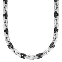 s.Oliver Collier Edelstahl für Herren, Halsschmuck, Silber, Kommt in Schmuck Geschenk Box Kette chunky Fantasy black