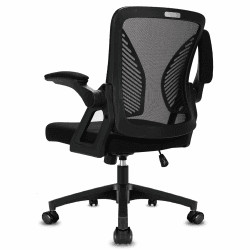 Milacyee Bürostuhl,Ergonomischer Schreibtischstuhl,Drehstuhl mit klappbaren Armlehnen,Verstellbare Lendenwirbelstütze,Höhenverstellbarer Chefsessel, Netzstuhl mit Wippfunktion bis zu 130°,Schwarz