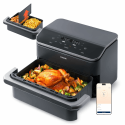 COSORI Heißluftfritteuse 2 Kammern Airfryer, 8-in-1 Dual Blaze TwinFry XXL 10L, Heissluftfritteuse Doppelkammer mit herausnehmbarem Trenner & Untere Heizelemente, 70 Rezepte, 2-6 Personen 10 L Dunkelschwarz