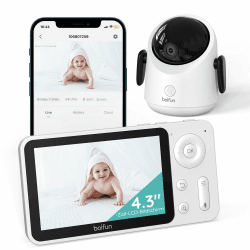 BOIFUN Babyphone mit Kamera, 360 Gard WLAN 2MP Video Babyfon mit App, 4×Zoom, Bewegungsverfolgung, IR Nachtsicht, Weinen/Bewegungs/Geräuscherkennung, Temperaturerkennung BABY 3SM