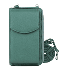 irisaa Kleine Handy Umhängetasche, Geldbörse Damen Brieftasche RFID Schutz Crossbody Handytasche Reisepass mit Kartenfächern und Verstellbarem Schultergurt Weich-grün
