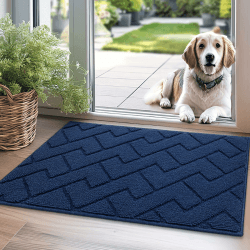 Biscpro Fußmatte Innen Außen Waschbar eingangsteppich innen Schmutzfangmatte rutschfest,Türmatte Innen Teppich für Eingang, Patio, Flur, Garten - （50x80cm Blau） 50 x 80 cm (Rechteckig) Blau