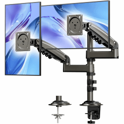 HUANUO Monitor Halterung für 2 Monitore für 13 bis 32 Zoll Bildschirme, Höhenverstellbare Monitorarm mit Neigung, Schwenkung, Drehung, VESA 75 & 100 mm Schreibtischklammer, Tragfähigkeit 9 kg