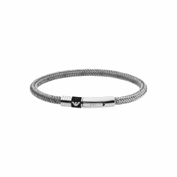 Emporio Armani Herren-Edelstahlarmband mit Karabiner-, Schieber- oder Magnetverschluss Mattes Silber