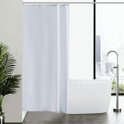 Furlinic Schmaler Duschvorhang für Eck Dusche und Kleine Badewanne, Badvorhang Textil aus Polyester Stoff schimmelresistent Wasserabweisend und Waschbar, Weiß 100x200 mit 6 Duschvorhangringen. H200 x B100 cm (1er Pack) Weiß