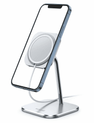 Lamicall Handy Ständer für MagSafe - Verstellbarer Aluminium Halter Halterung für iPhone 16 15 14 Pro Max Plus, SE, iPhone 13 Pro, iPhone 12 Mini, 12, 12 Pro, 12 Pro Max [MagSafe Nicht Enthalten] Silber