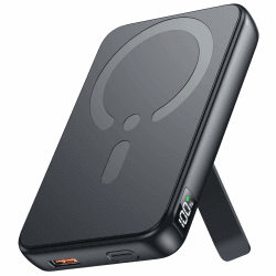 Eissix Power Bank, Kompatibel mit Magsafe PowerBank 12000mah, PD 22.5W USB-A Ausgabe, Kabelloses Tragbares Ladegerät mit Typ-C-Eingang und -Ausgang, LED-Anzeige für iPhone 15/14/13/12/Pro/Pro Max Schwarz 12000mAh