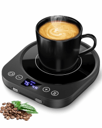 MQFORU Tassenwärmer mit 9 Temperaturstufen, 36 W Kaffeewärmer mit 9 Stunden Timer, 4 Stunden automatische Abschaltung Kerzenwärmer, Getränkewärmer für Kaffee, Tee, Milch, Kerze (Schwarz)