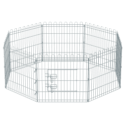 Feandrea Freilaufgehege Kaninchen, faltbar, transportabel, silbern PPK001W01