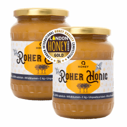 Reiner roher Honig aus Europa 100% natürlich, ethnisch, 1 kg | Ungefiltert, nicht erwärmt, mit hoher Konzentration an Proteinmineralien und natürlichen Säuren. Honig ohne Zucker. 7. Wildblumenhonig (2er Pack)