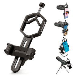 NEEWER Metall Teleskop Handyhalterung, 2,09"-3,54" Universal Handyhalterung für Spektiv Teleskop Mikroskop Binokular Monokular, Passend für Okular mit Durchmesser 1,02"-2,05" Klein