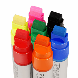 Acryl-Marker Breit Keilspitze15mm Acrylstift wasserfest und Acrylstifte für Steine holz Window - Acryl Farben Weiss Wasserfest-Acrylfarben Set (neon) x7