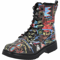 Palado Stiefeletten Damen Djerba - stilvolle Boots aus edlem Lederersatz mit leichter Fütterung, rutschfeste Sohle für Herbst & Winter - bequeme Schnürstiefel für Alltag und Freizeit 36 EU Fanta Black