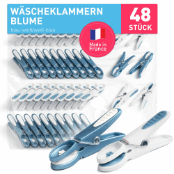 culiclean Wäscheklammern stabil ohne Abdruck Blume 48 Stück blau weiß/weiß blau robuste Kunststoff Kluppen Soft Grip Clothes Pegs ideal zum Aufhängen von Wäsche Hosen T Shirts Unterwäsche Socken 48 Stück 48 Stück Blau-weiss/Weiss-blau
