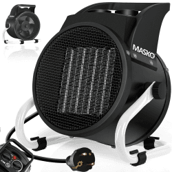 Masko® Elektroheizer Heizlüfter Bauheizer 3KW Keramik Heizstrahler 3000 Watt Elektroheizgebläse elektrisch Heizgerät mit Thermostat mit 3 Heizstufen Elektroheizung Heizgebläse für Innen- Außeneinsatz 3 KW Weiß
