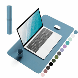 YSAGi Schreibtischunterlage, Mauspad mit Leder und Rutchfeste Wildleder, Multifunktionales Office Mousepad Laptop Schreibunterlage, Tisch-Schutz Unterlage für Büro/Home-Office (Azurblau, 60x35cm) Azurblau 60*35cm