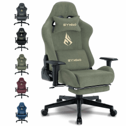 Symino Gaming Stuhl, Atmungsaktiver Bürostuhl aus Hochwertigem Stoff, So Weich Wie Pelz, Ergonomischer PC-Stuhl, Verstellbarer und Drehbarer Schreibtischstuhl mit Fußstütze, GRÜN Grün Kunstfell