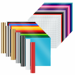 EPRCUT Vinylfolie Plotter 45 Stück 30,5 x 30,5 cm für Cricut, 36 Farben Matt Glänzend Plotterfolie Vinyl und 5 Transferfolie, Outdoor Wasserdichtes Selbstklebend Folie für DIY, Vatertag, Geburtstage 30,5 x 30,5cm 45 Stück