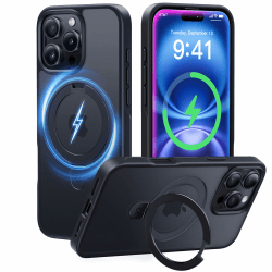 CASEKOO MagicStand Speziell für iPhone 16 Pro Max Hülle mit MagSafe [Unsichtbarer Ständer] [Militärschutz] [25W Schnellladung] Stoßfest Schutzhülle Dünn Griffig Case Matt Handyhülle - Edel Schwarz für iPhone 16 Pro Max 6,9'' Schwarz