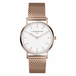 Liebeskind Berlin Armbanduhr aus Edelstahl mit verstellbarem Mesh-Armband Roségold-weiß
