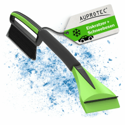 AUPROTEC Eiskratzer Auto mit Besen & Softgriff/Eiskratzer mit Besen/Scheibenkratzer Auto/Schneekratzer Auto mit Besen/Scheibenkratzer Winter/Eisschaber Auto – ASE 1 schwarz-grün