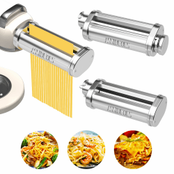 Nudelaufsatz für KVC/KVL Kenwood Küchenmaschinen, 3-in-1 Nudelroller Aufsatz Edelstahl Nudelvorsatz für Kenwood, mit Nudelblattroller Spaghettischneider Fettuccineschneider