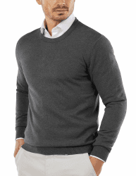 COOFANDY Herren Pullover mit Rundhalsausschnitt Strickpullover Feinstrick Winterpullover Sweater Männer Dunkelgrau M