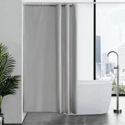 Furlinic Duschvorhang Textil Anti-schimmel Wasserdicht Waschbar Badvorhang aus Polyester Stoff Grau 120x200cm mit 8 Duschvorhangringen. H200 x B120 cm (1er Pack) Grau