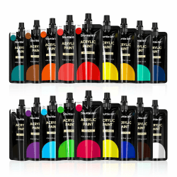 Shuttle Art Acrylfarben Set, 18 x 120ml Acrylfarben in Beutel, Quetschbeutel, Künstlerqualität, für Erwachsene, Künstler, Erwachsene auf Steine, Leinwand, Holz, Stoff, Tontöpfe geeignet 18 Farben(120ml) 120 ml (18er Pack)