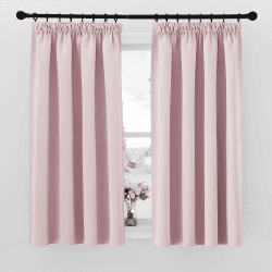 PONY DANCE Kinderzimmer Gardinen mit Kräuselband für Schiene 2er Set H 145 x B 140 cm Thermo Vorhang gegen Kälte Kurze Gardinen Blickdicht Verdunklungsvorhänge Kindervorhänge Hellpink H145 x B140 cm (2er Pack) Hellpink