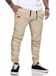 JMIERR Herren Hose Chino Cargo Hose Jogginghose Herren Baumwolle Sporthose Casual Freizeithose Elastische Taille mit Kordelzug Sweatpants Herren mit Taschen 3XL C Aprikose