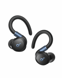 soundcore von Anker Sport X20, kabellose Workout Kopfhörer, drehbare und ausziehbare Ohrhaken, Geräuschunterdrückung, tiefer Bass, IP68 wasserdicht, schweißfest, staubdicht, 48h Play, Sport Kopfhörer Tiefschwarz