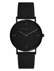 Liebeskind Damen Analog Quarz Armbanduhr mit Lederarmband Ip Schwarz