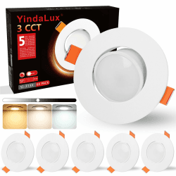 YindaLux Einbaustrahler LED Schwenkbar Einbauspots 230V Dimmbar 5W IP44 LED Spot 68-80mm lochmass Deckenspots Warmweiß Neutralweiß Kaltweiß Einbauleuchten für Badezimmer Wohnzimmer Küche Weiß 6er Set Weiß 6 Stück-120°Abstrahlwinkel