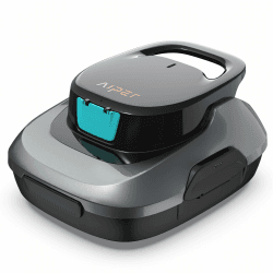 AIPER Poolroboter, Kabelloser Poolsauger Akku, 90 Minuten Reinigungszeit, Automatische Reinigung mit Selbsteinparkfunktion, Kompakter und Leichter Poolreiniger Ideal für Oberirdische Pools Scuba SE Dunkelgrau