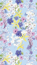 Livingwalls Vliestapete - Tapete Blumen in Flieder, Gelb und Blau - Wandtapete für verschiedene Räume - Wandbild XXL 2,80 m x 1,59 m Blumen Flieder, Gelb, Blau
