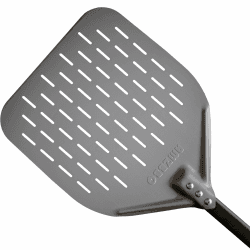 AMZBBQ® Premium Pizzaschieber - 40 x 40 x 76 cm Perforierte Pizzaschaufel aus Harteloxiertem Aluminium zum Leichten Gleiten auf Pizzastein - Grill Zubehör Geschenk für Männer 40 x 76 cm Aluminium Harteloxal